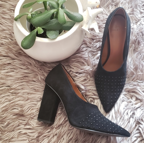 Halston Laurel Studded Suede Pumps
